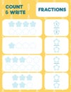 Fractions worksheet, math practice print page.