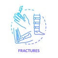 Fracture, bone fragility concept icon