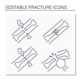 Fracture line icons set