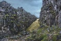 Fracture of tectonic plates in tingvellir park in Iceland