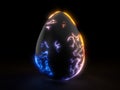 Fracturing black egg in the dark. 3d illustration. Royalty Free Stock Photo