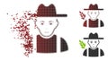 Fractured Dot Halftone Wheat Farmer Icon with Face