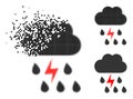 Fractured Dot Thunderstorm Weather Icon with Halftone Version Royalty Free Stock Photo