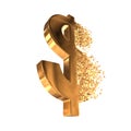 Fractured Gold Dollar sign 3d