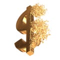 Fractured Gold Dollar sign 3d