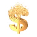 Fractured Gold Dollar sign 3d