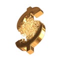 Fractured Gold Dollar sign 3d