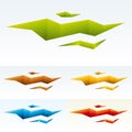 Fractured land icon in various colors. 3D effect