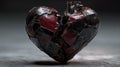 Fractured Metallic Heart Mended with Dark Patches Royalty Free Stock Photo