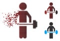 Fractured Pixel Halftone Child Power Lifting Icon