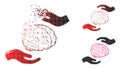 Fractured Pixelated Halftone Brain Care Hands Icon
