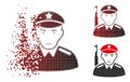 Fractured Pixelated Halftone Chinese Soldier Icon