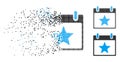 Fractured Pixelated Halftone Star Calendar Day Icon