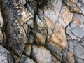 Fractured rock strata as a background, cracked rock, stone texture, many cracks in the stone Royalty Free Stock Photo