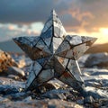 Fractured Star Monument on a Rocky Landscape Royalty Free Stock Photo