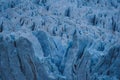 Fractured surface of blue ice on a glacier