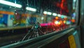 City Lights Through a Broken Train Window Royalty Free Stock Photo