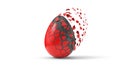 Fracturing and peeling easter egg. 3d illustration