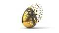 Fracturing and peeling easter egg. 3d illustration