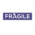 fragile blue stamp text on white background