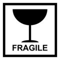 Fragile flat icon with black frame isolated on white background. Fragile package symbol. Label vector illustration