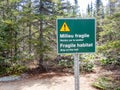 Fragile habitat stay on the trail sign Royalty Free Stock Photo