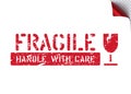 Fragile, handle with care isolated grunge box sign for cargo and logistics