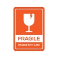 Fragile handle with care or red fragile warning label with broken glass symbol vector illustration Royalty Free Stock Photo