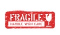 Fragile, Handle with care rubber cargo box sign for delivery, logistics isolated on white background Royalty Free Stock Photo