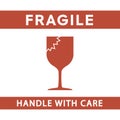 Fragile handle with care sign simple flat style vector illustration Royalty Free Stock Photo