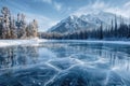 Fragile ice sheet covers crystalclear pond creating icy coating