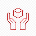 Fragile icon, handle with care, delivery logistics and shipping label. Fragile package, hands and box warning outline vector sign Royalty Free Stock Photo