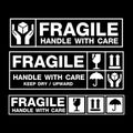 Fragile icon packaging shipping handle white care vector 4