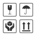 Fragile icon. Packaging symbol icon set. Vector illustration, flat design. Royalty Free Stock Photo