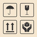 Fragile icon. Packaging symbol icon set. Vector illustration, flat design Royalty Free Stock Photo