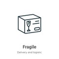 Fragile outline vector icon. Thin line black fragile icon, flat vector simple element illustration from editable delivery and Royalty Free Stock Photo