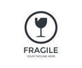 Fragile package icon logo design. Handle with care logistics and delivery shipping labels, fragile box. Royalty Free Stock Photo