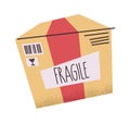 Fragile parcel carboard box sticker Royalty Free Stock Photo