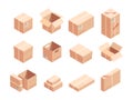 Fragile parcels isometric 3D vector illustrations set