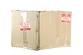 Fragile shipping box isolated on white Royalty Free Stock Photo