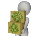 Fragile Stamp On Boxes Showing Breakable Or Delicate Products Royalty Free Stock Photo