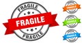 fragile stamp. round band sign set. label