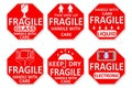 Fragile sticker with handle with care text and Various text Sign