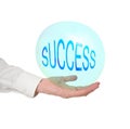 Fragile success, life concept, metaphor. Man's hand with bubble. Royalty Free Stock Photo