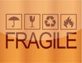 Fragile symbol on wood