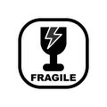 Fragile. Vector illustration of broken glass or glass and mirror symbol. Isolated on a blank, editable and changeable background. Royalty Free Stock Photo