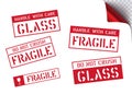 Vector fragile, handle with care retro sticker box sign. Logistics clean rubber stamp set for cargo Royalty Free Stock Photo