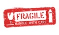 Fragile, this way up isolated grunge seal for delivery and logistics. Handle with care vector Royalty Free Stock Photo