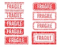 Fragile Word Rubber Stamps Grunge Style Set
