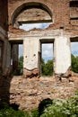 Fragment of the abandoned ruined  brick Manor Royalty Free Stock Photo